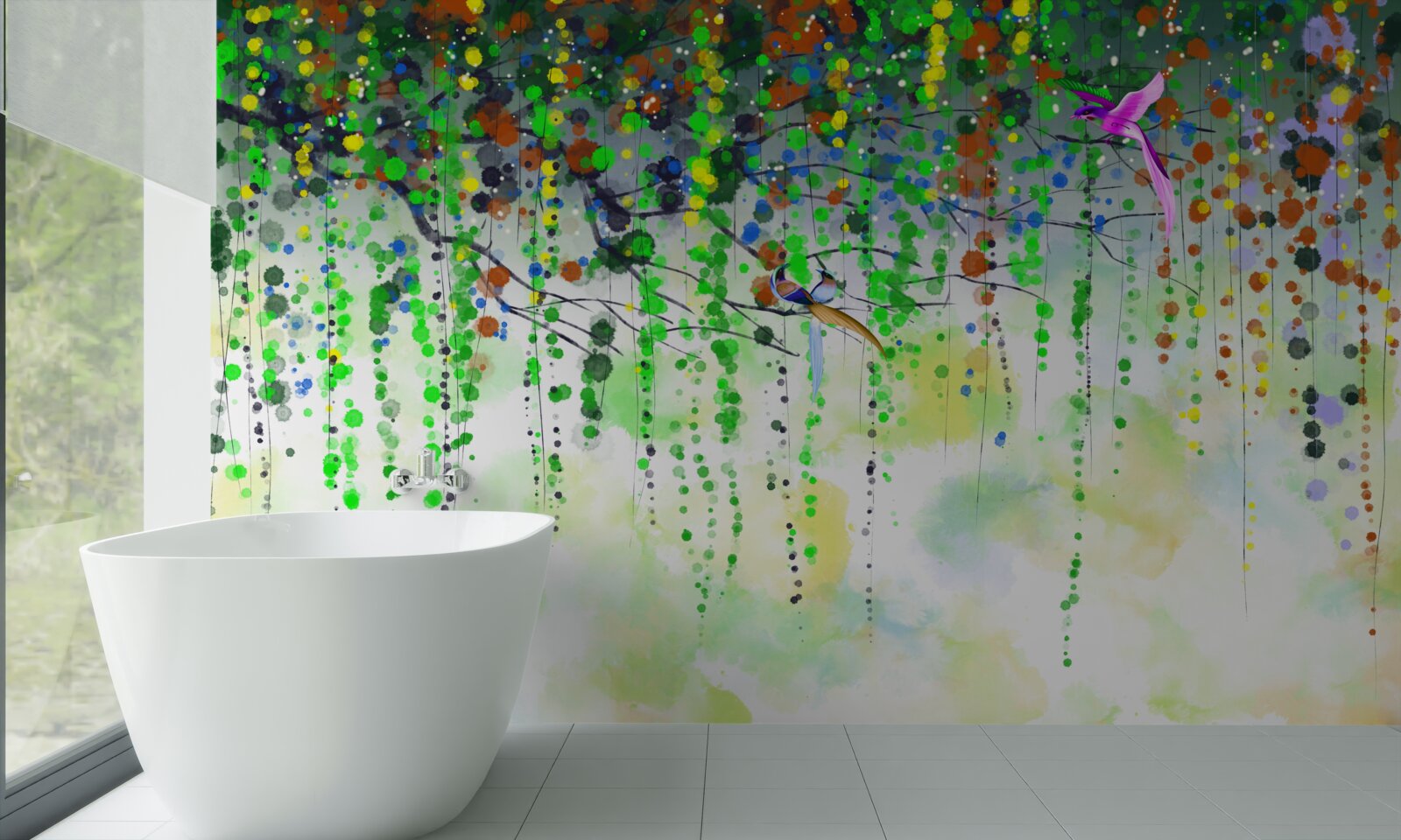 Papier peint de riches fleurs pendent