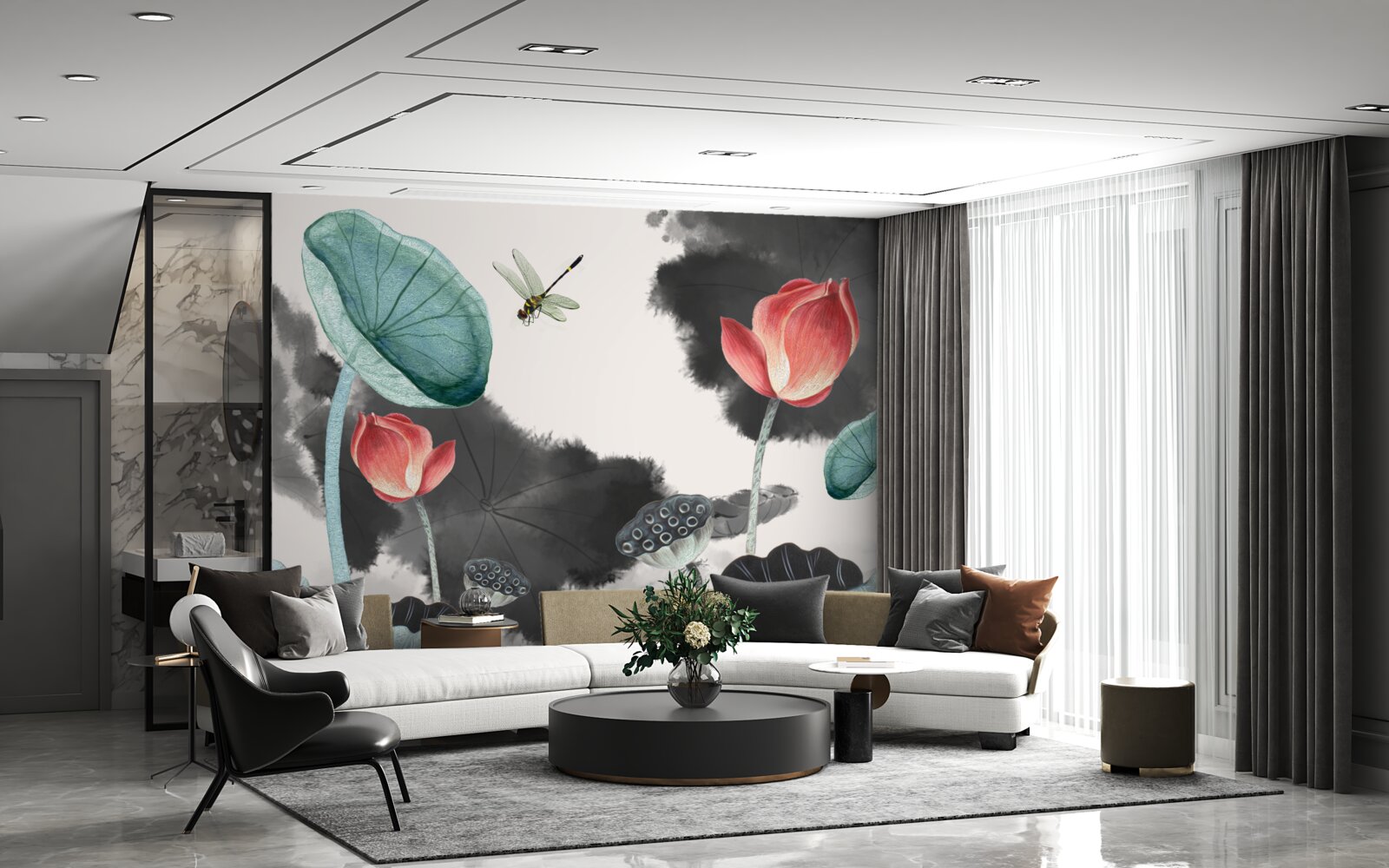 Papier peint des plantes mythiques majestueuses et un insecte volant