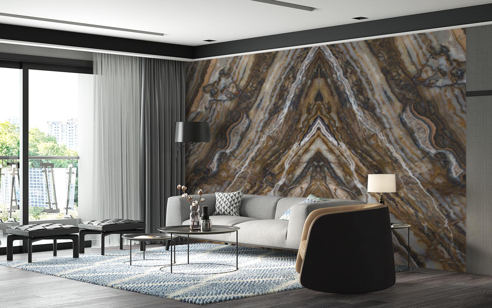 Papier peint vieil arbre sur fond de marbre