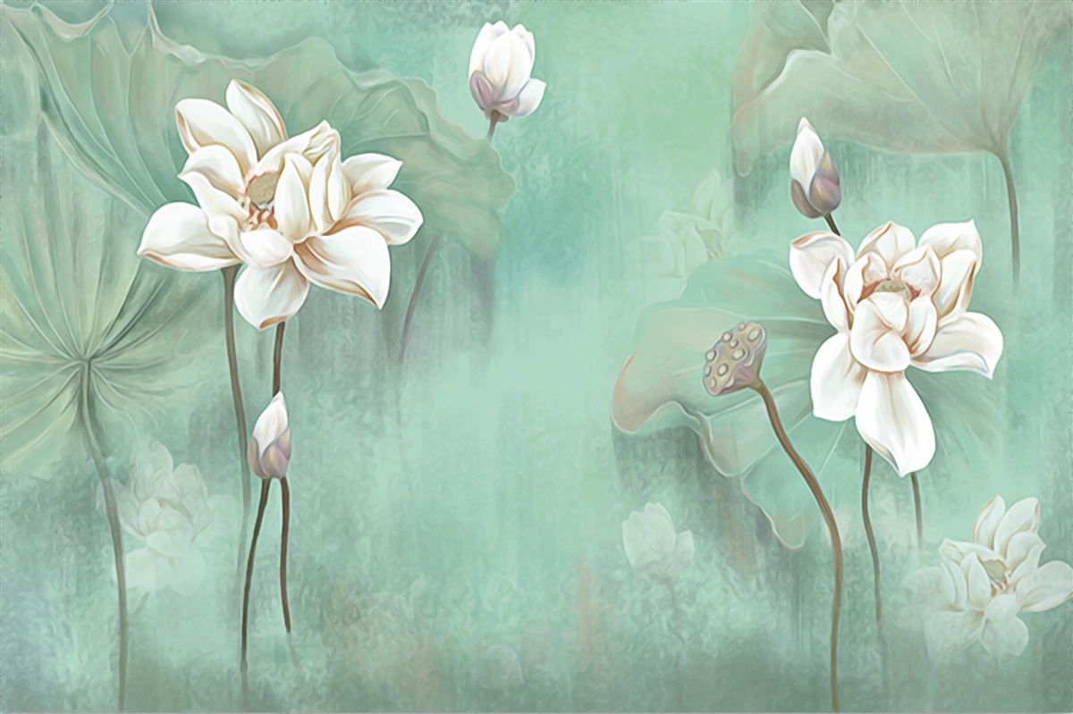 Papier peint les lotus chinois sont blancs