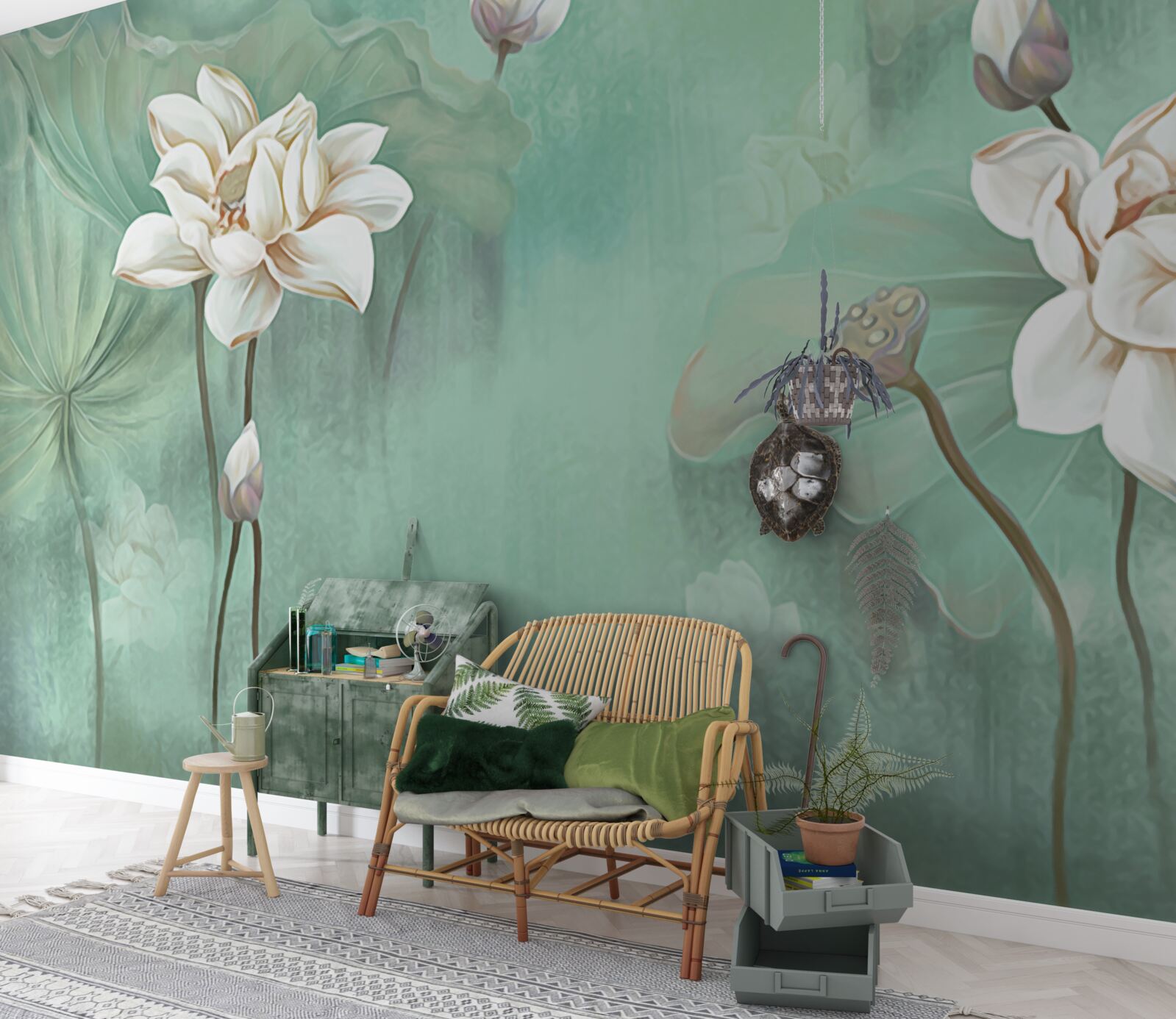 Papier peint les lotus chinois sont blancs