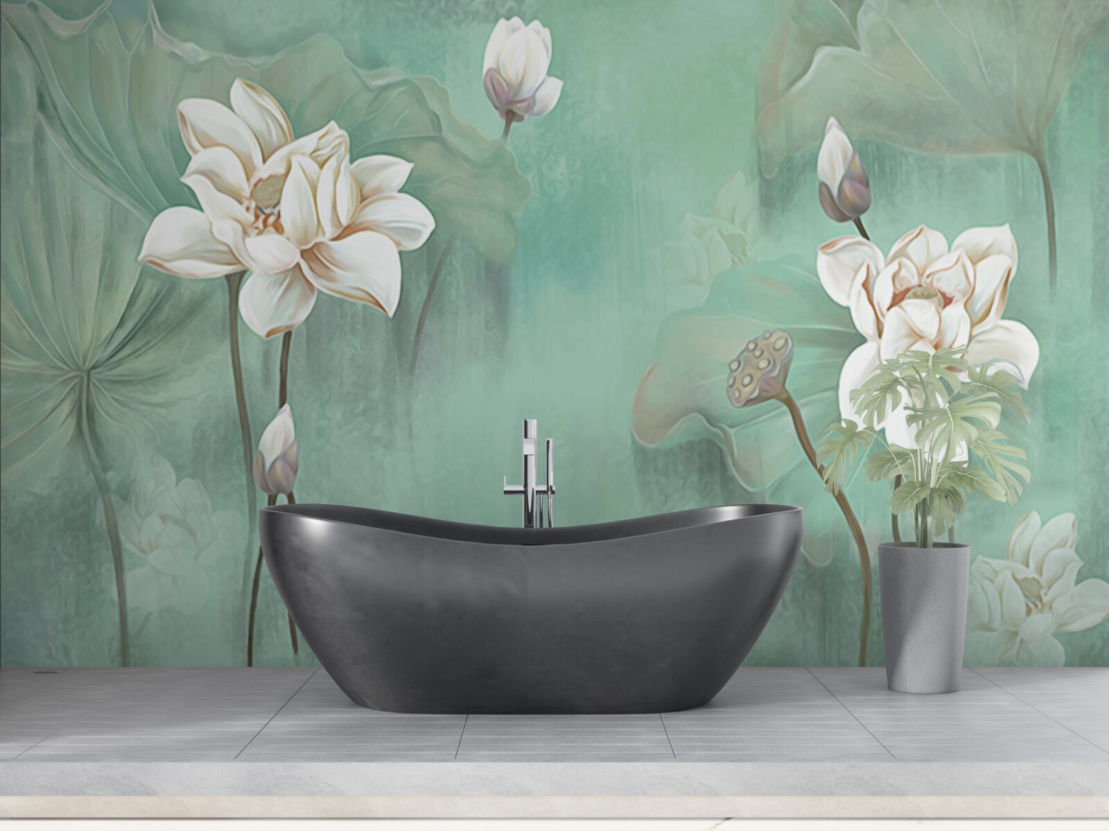 Papier peint les lotus chinois sont blancs