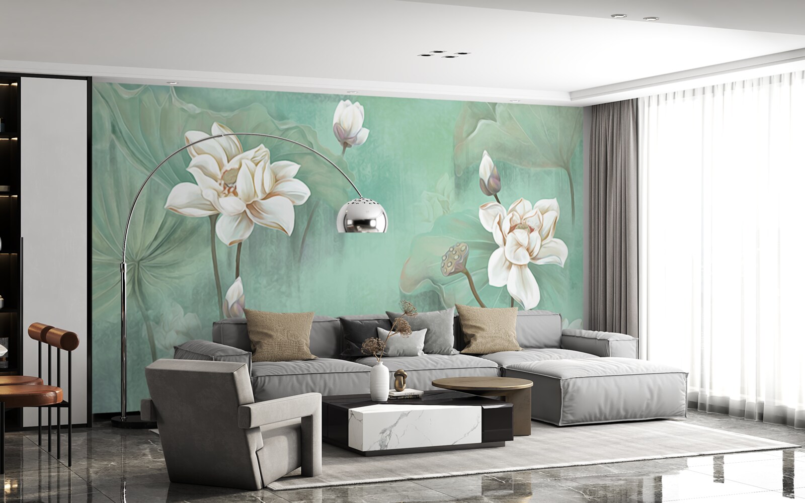 Papier peint les lotus chinois sont blancs