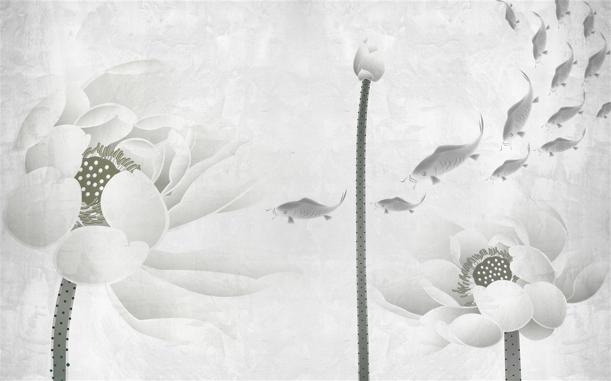 Papier peint les fleurs blanches regardent les poissons passer devant elles