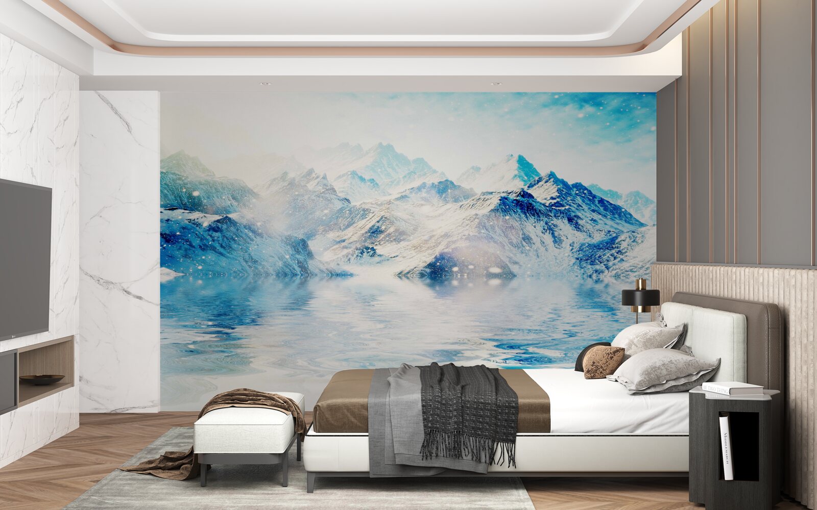 Papier peint un matin enveloppé de froid, sur un lac gelé