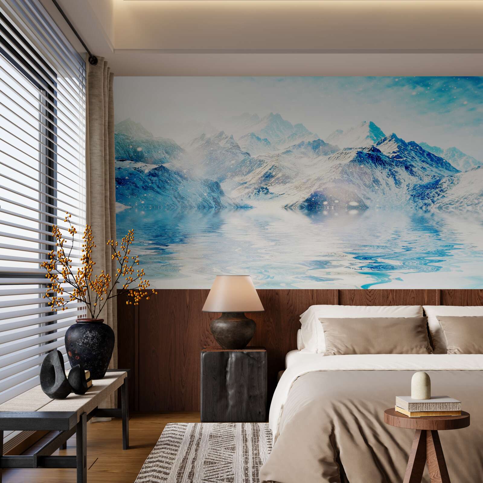 Papier peint un matin enveloppé de froid, sur un lac gelé