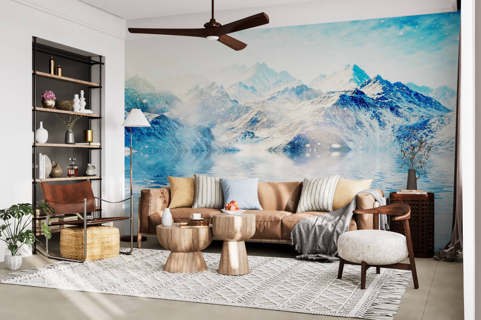 Papier peint un matin enveloppé de froid, sur un lac gelé