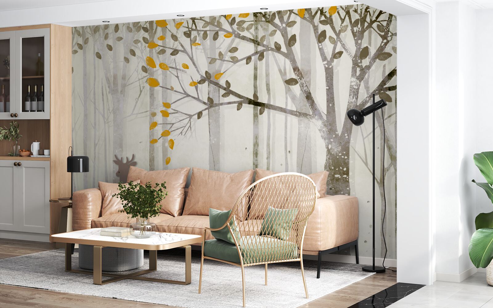 Papier peint La forêt d'automne, d'une grande beauté, abrite des cerfs