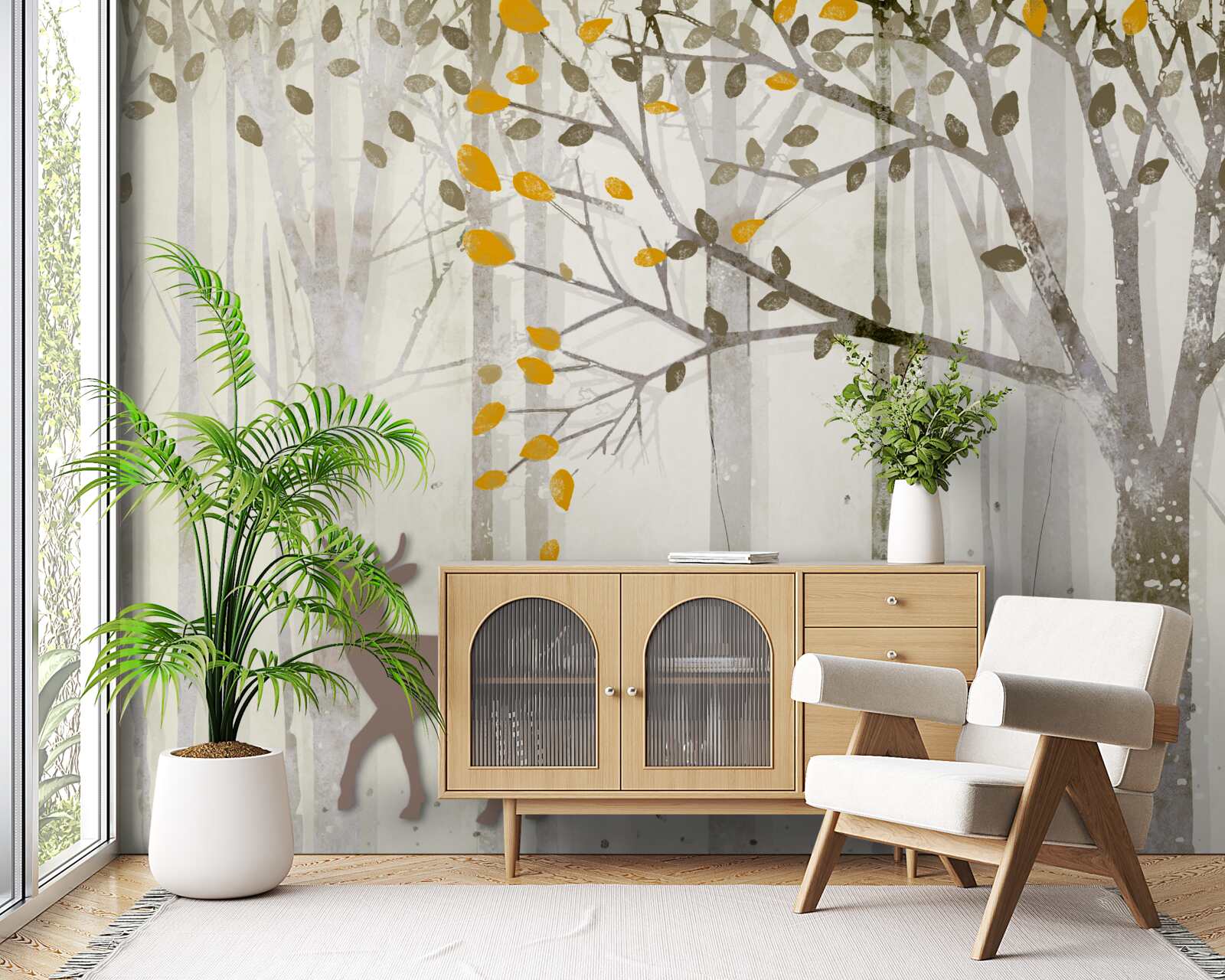 Papier peint La forêt d'automne, d'une grande beauté, abrite des cerfs