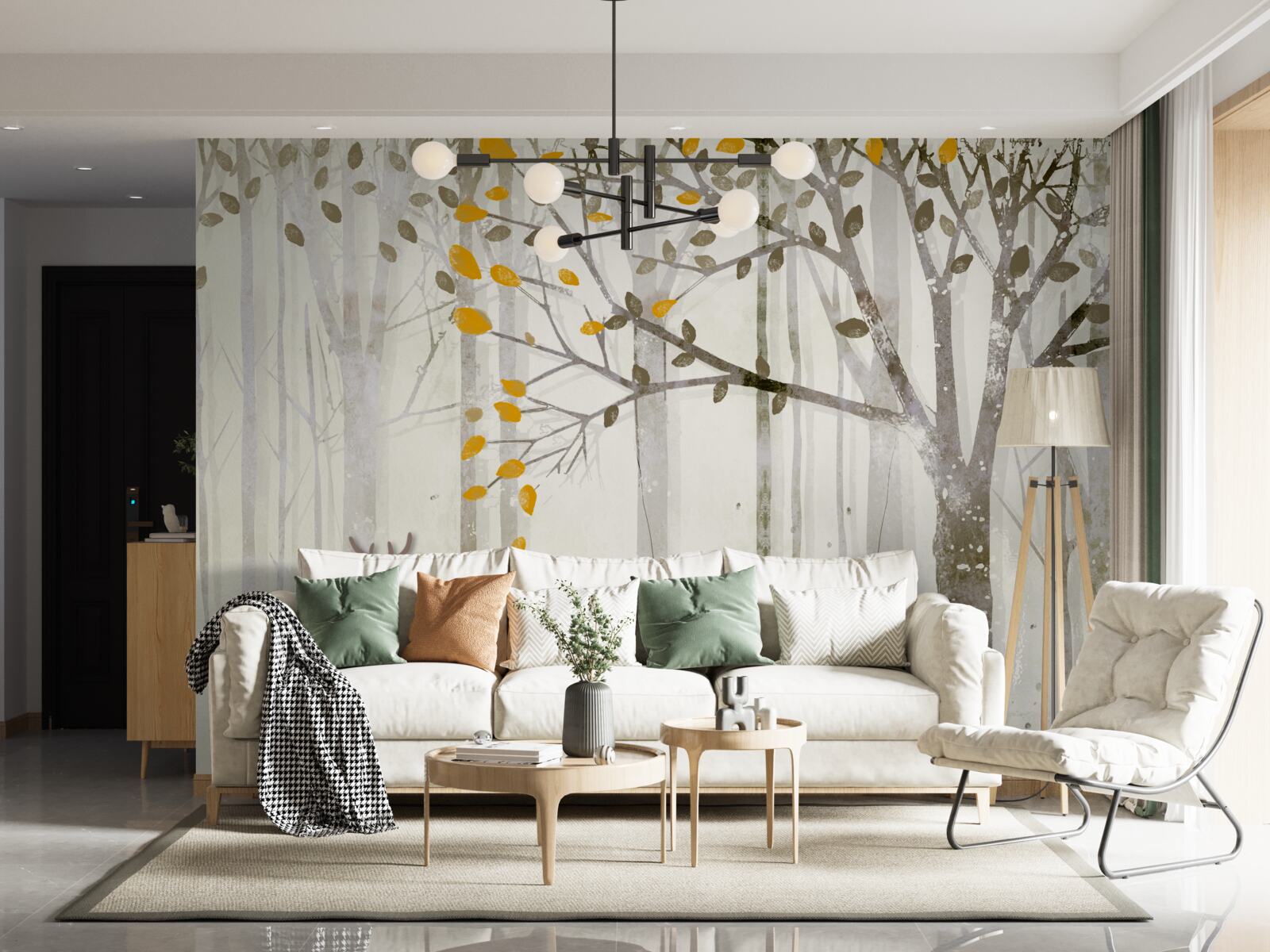 Papier peint La forêt d'automne, d'une grande beauté, abrite des cerfs