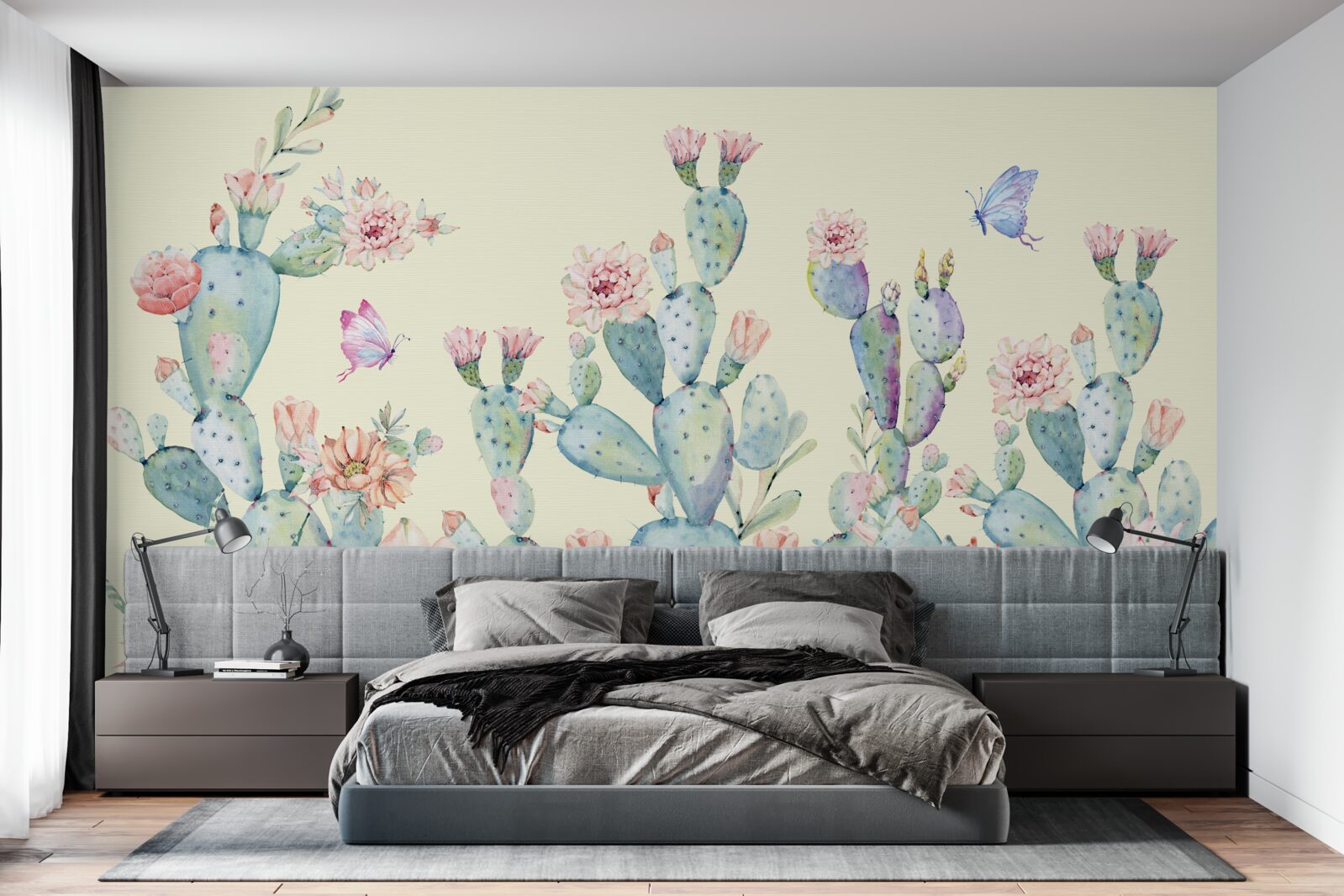 Papier peint Cactus délicats à l'aquarelle