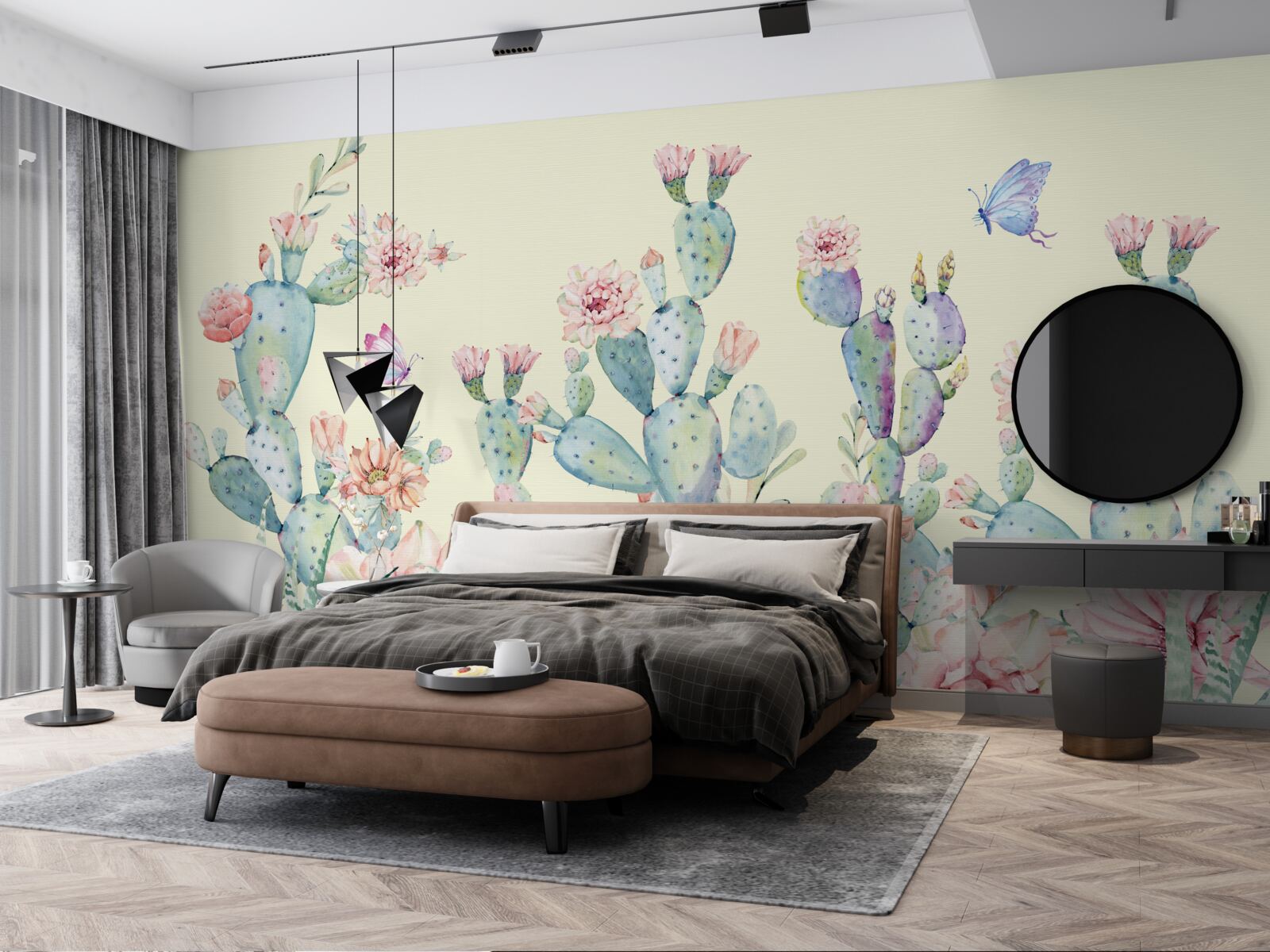 Papier peint Cactus délicats à l'aquarelle