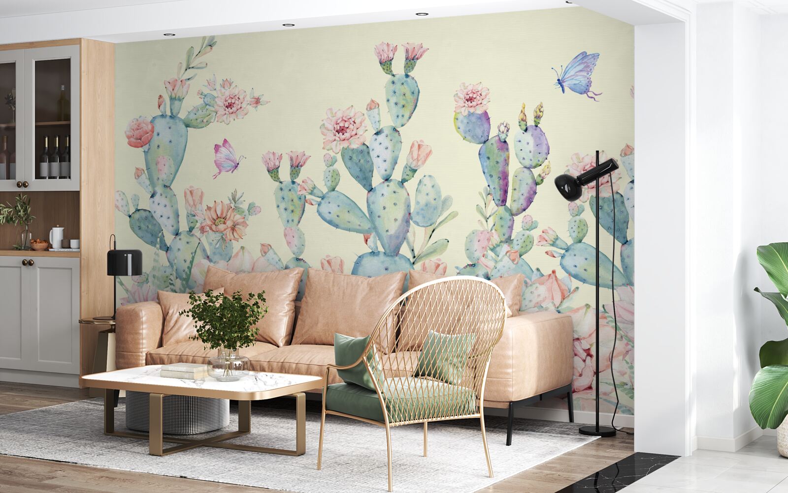 Papier peint Cactus délicats à l'aquarelle