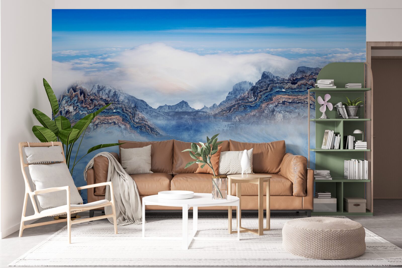 Papier peint les pics rocheux sont enveloppés d'un épais brouillard