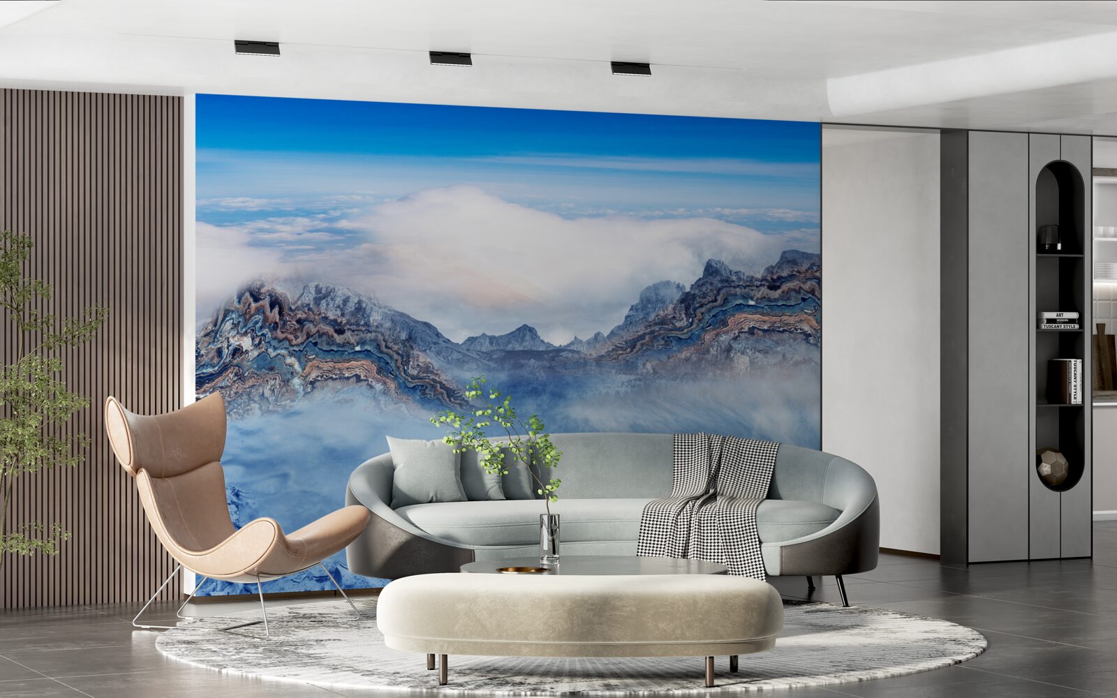 Papier peint les pics rocheux sont enveloppés d'un épais brouillard