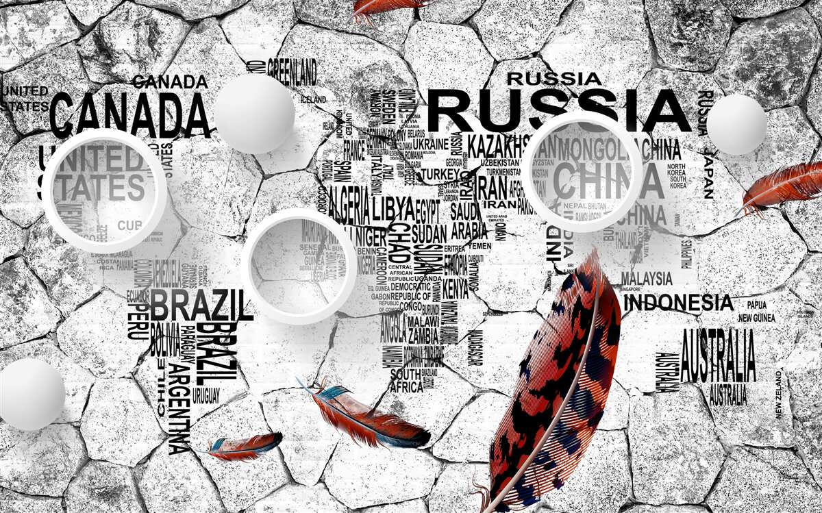 Papier peint stylos et noms de pays