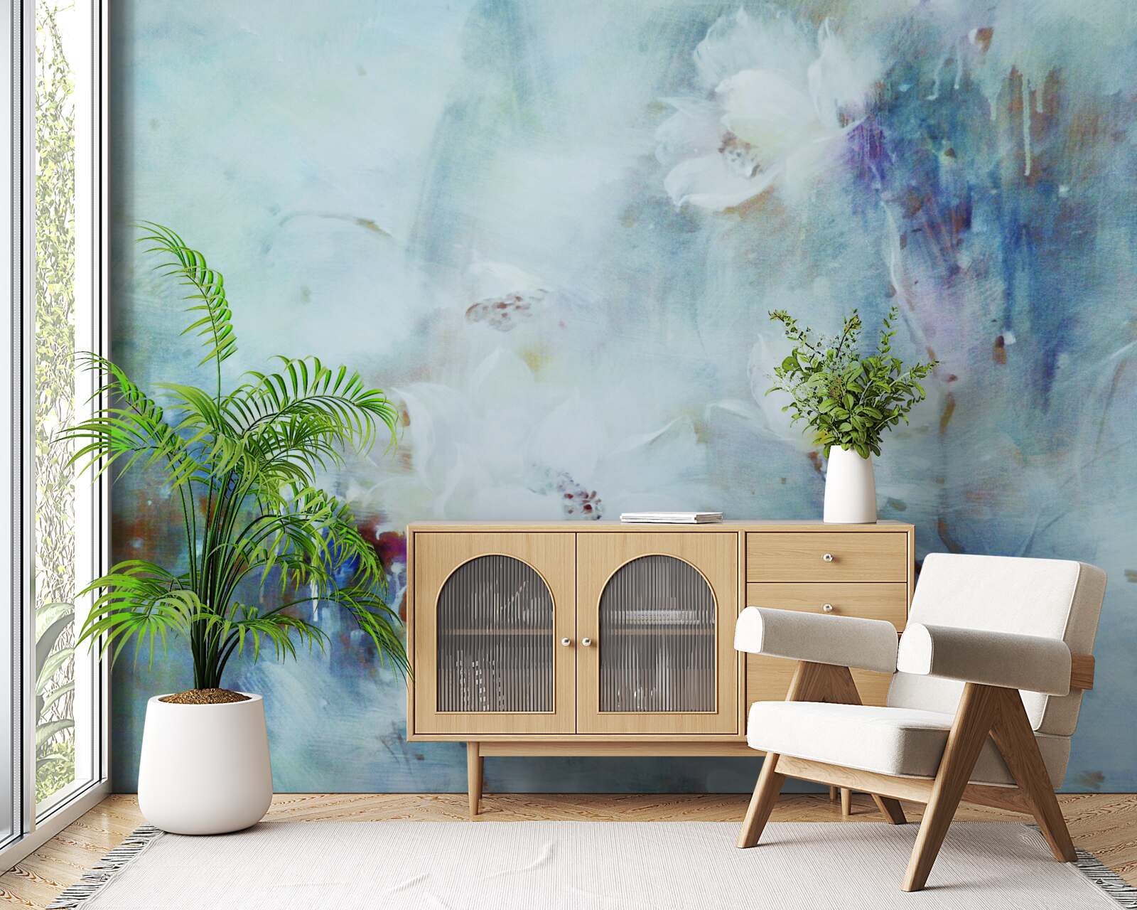 Papier peint désordre floral à l'aquarelle