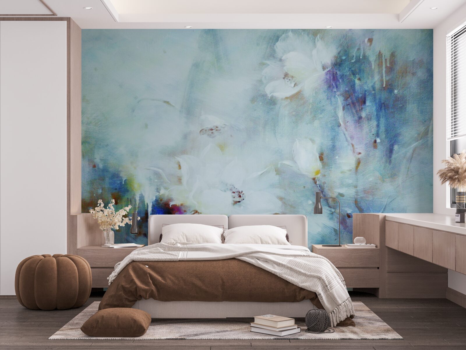 Papier peint désordre floral à l'aquarelle