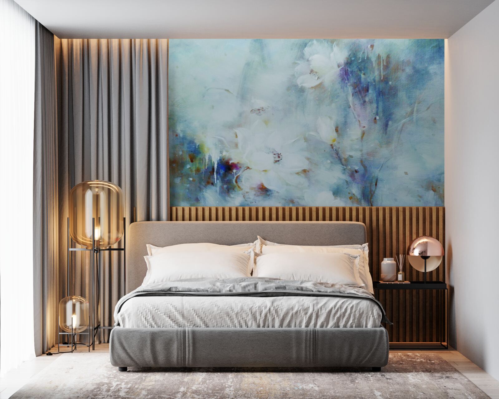 Papier peint désordre floral à l'aquarelle