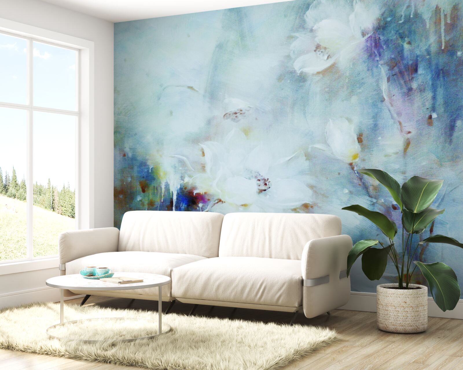 Papier peint désordre floral à l'aquarelle