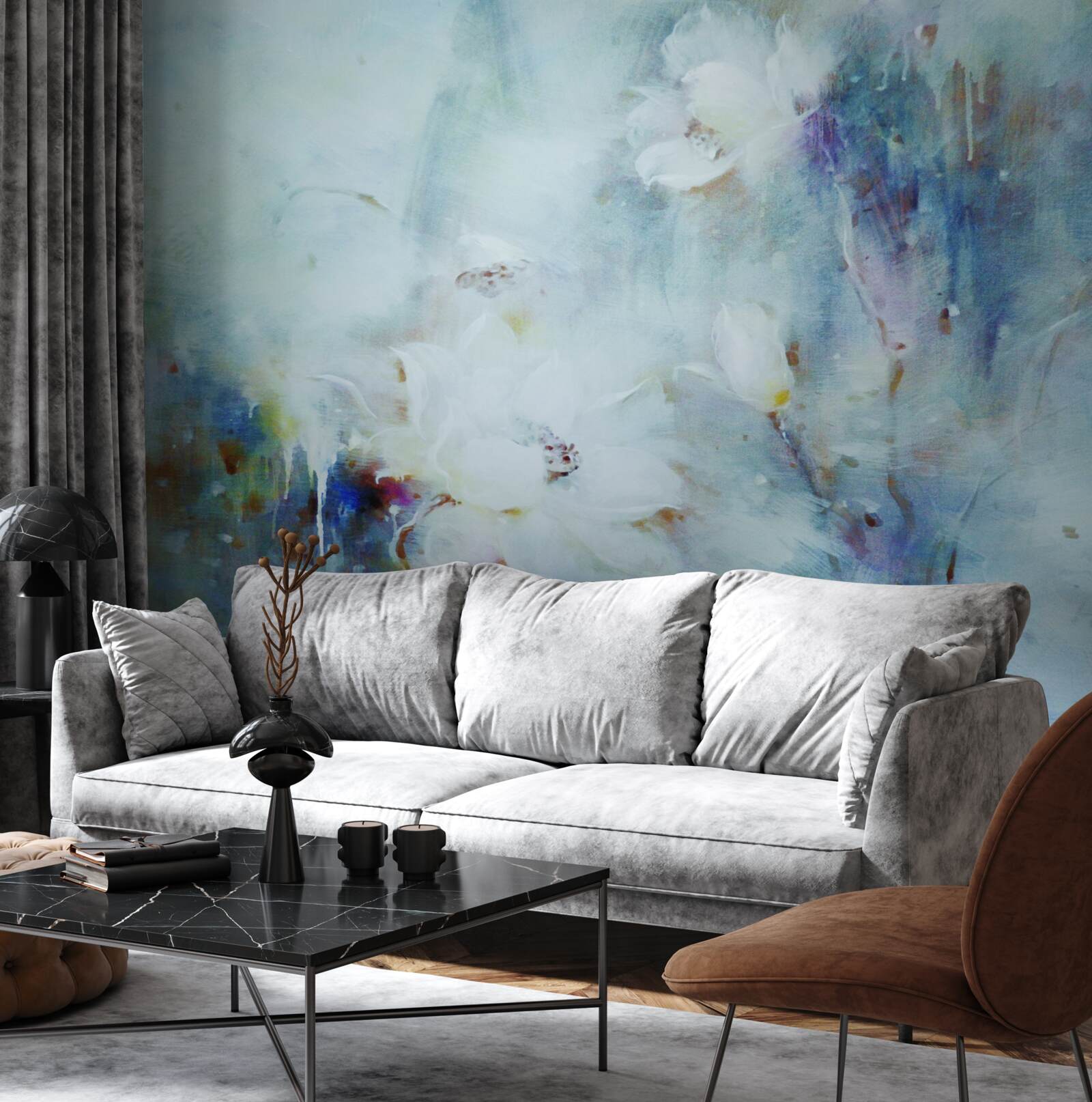 Papier peint désordre floral à l'aquarelle