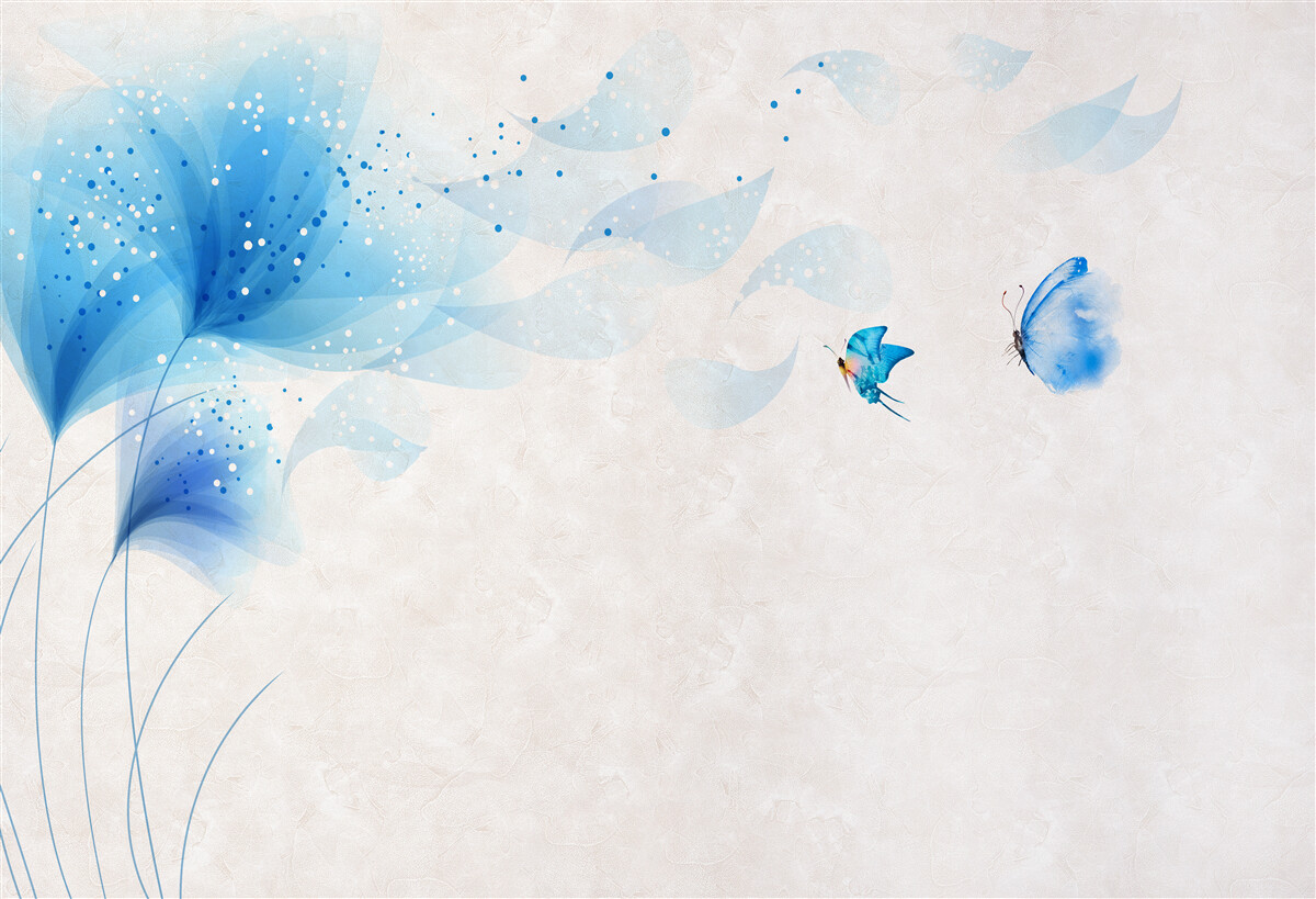 Papier peint vectoriel lys et papillons de nuit bleus