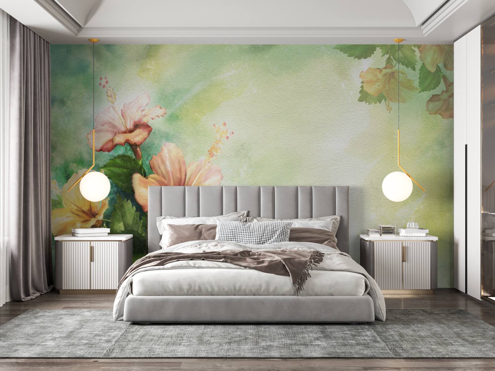 Papier peint belles plantes à l'aquarelle