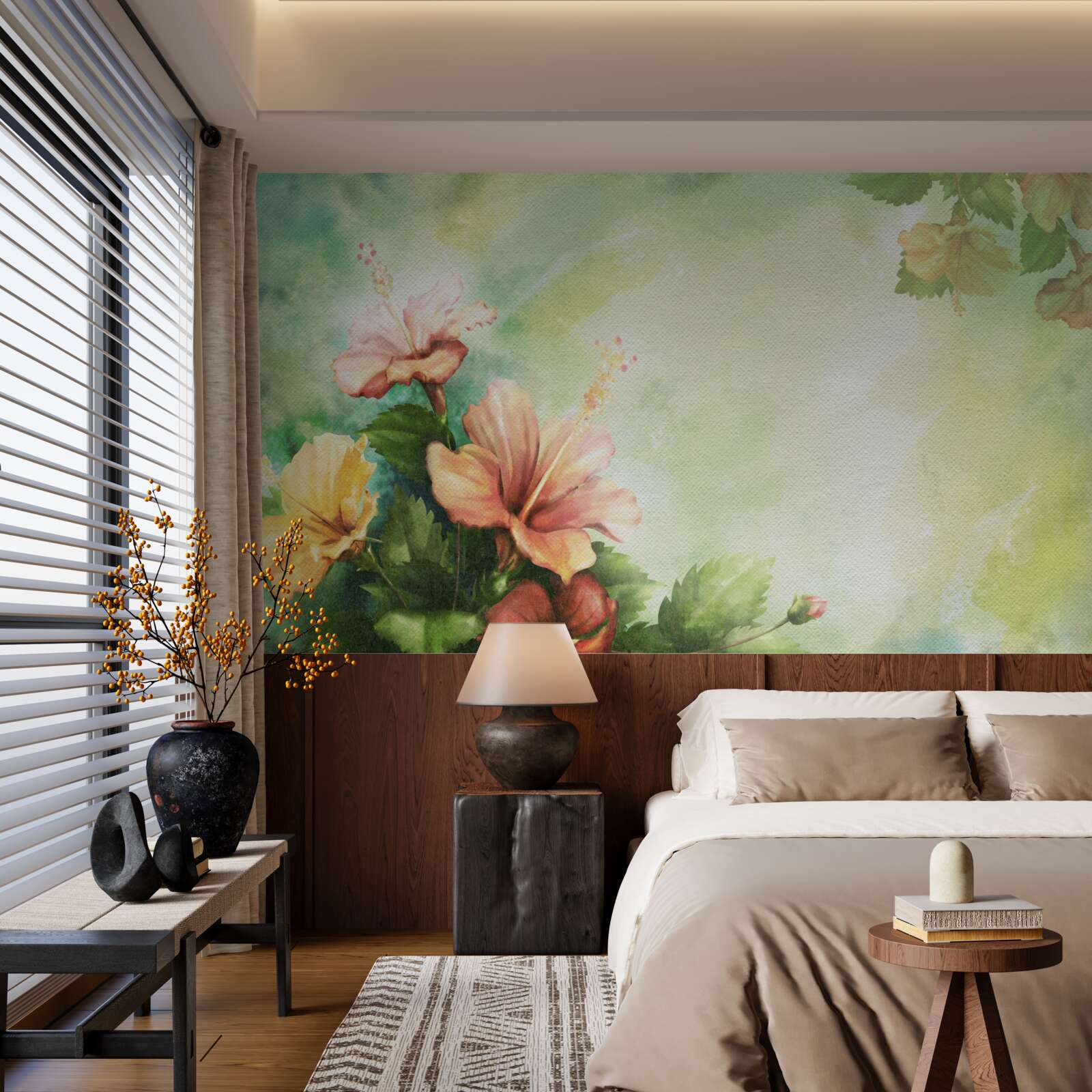 Papier peint belles plantes à l'aquarelle