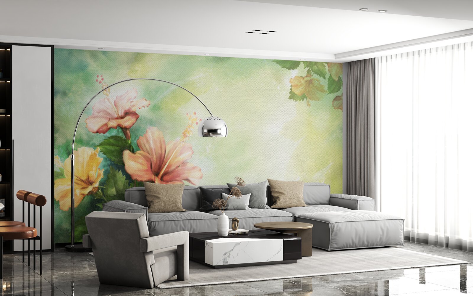 Papier peint belles plantes à l'aquarelle