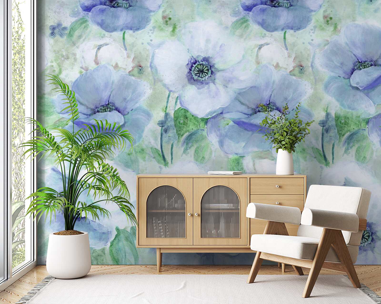 Papier peint grands coquelicots lumineux