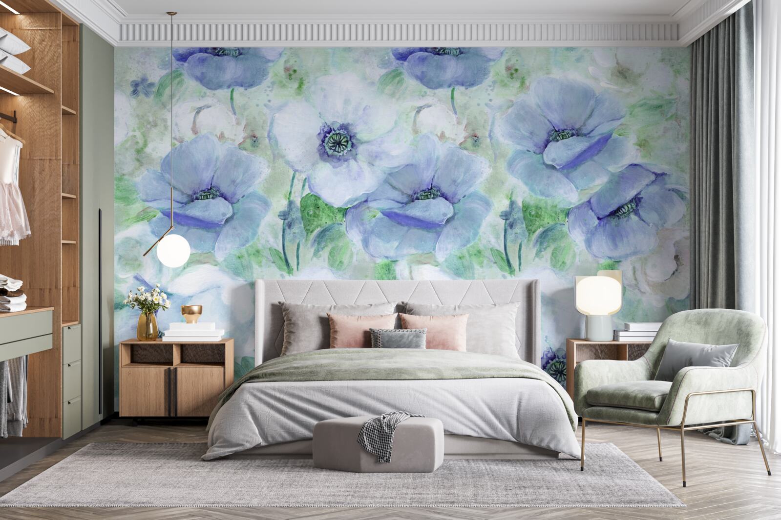 Papier peint grands coquelicots lumineux