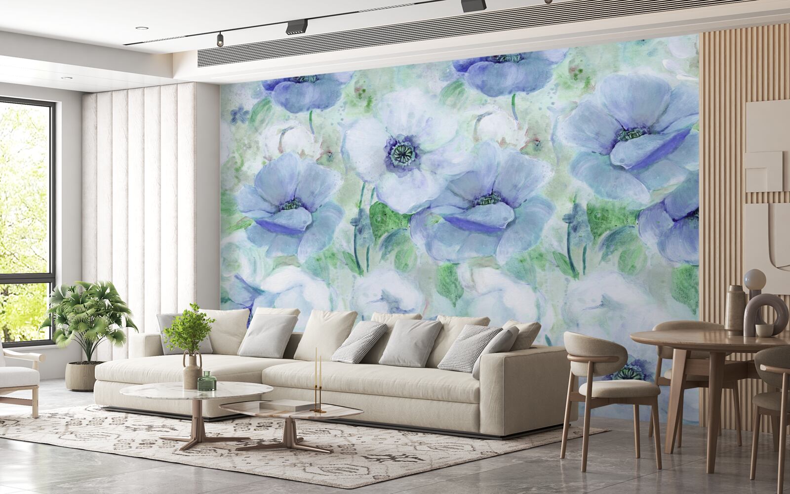 Papier peint grands coquelicots lumineux