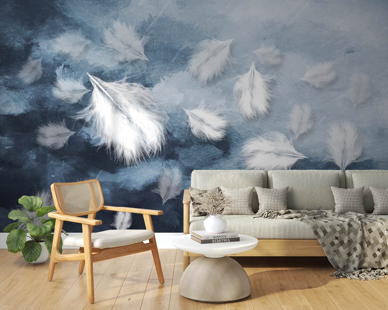 Papier peint des plumes douces et blanches comme la neige