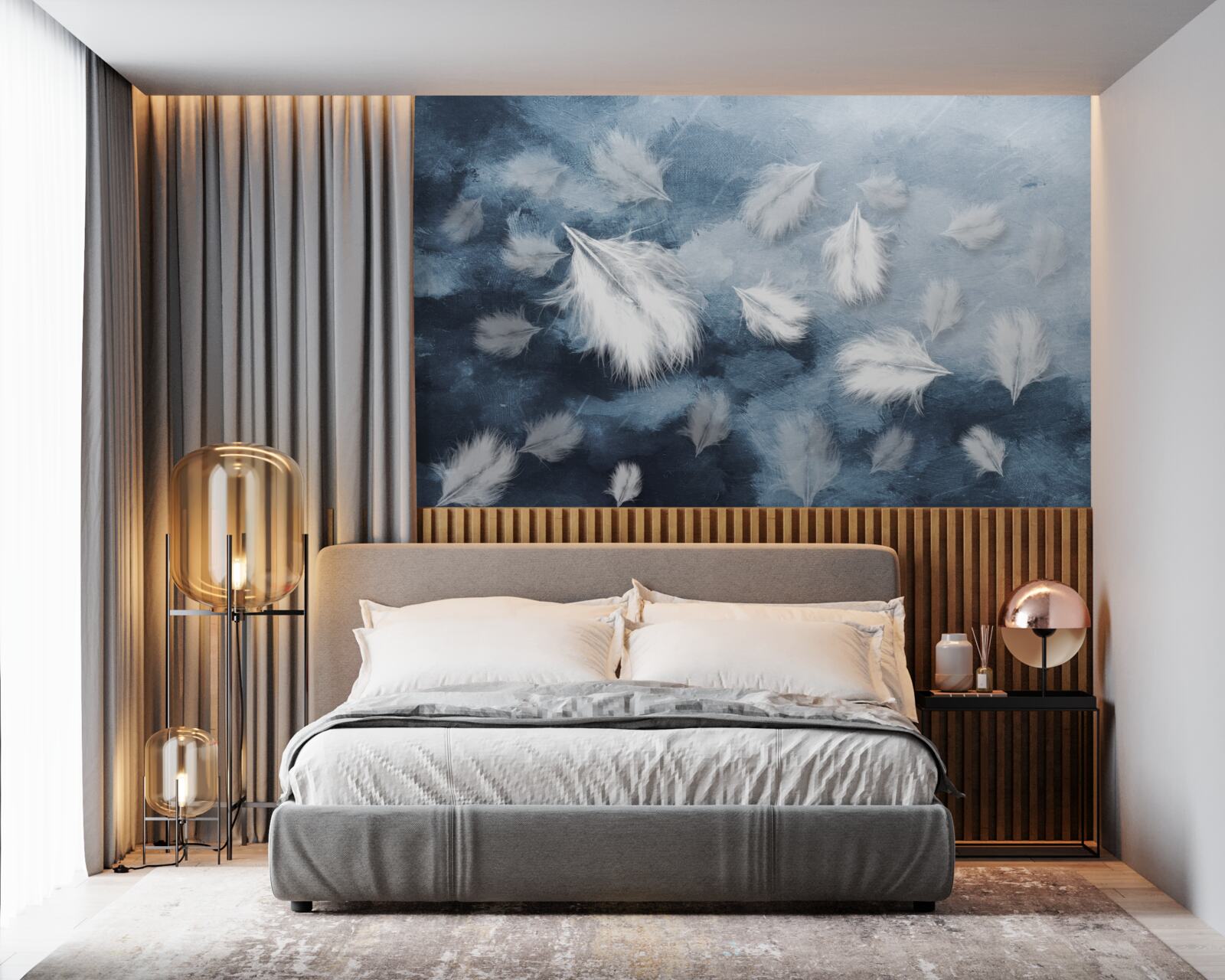 Papier peint des plumes douces et blanches comme la neige