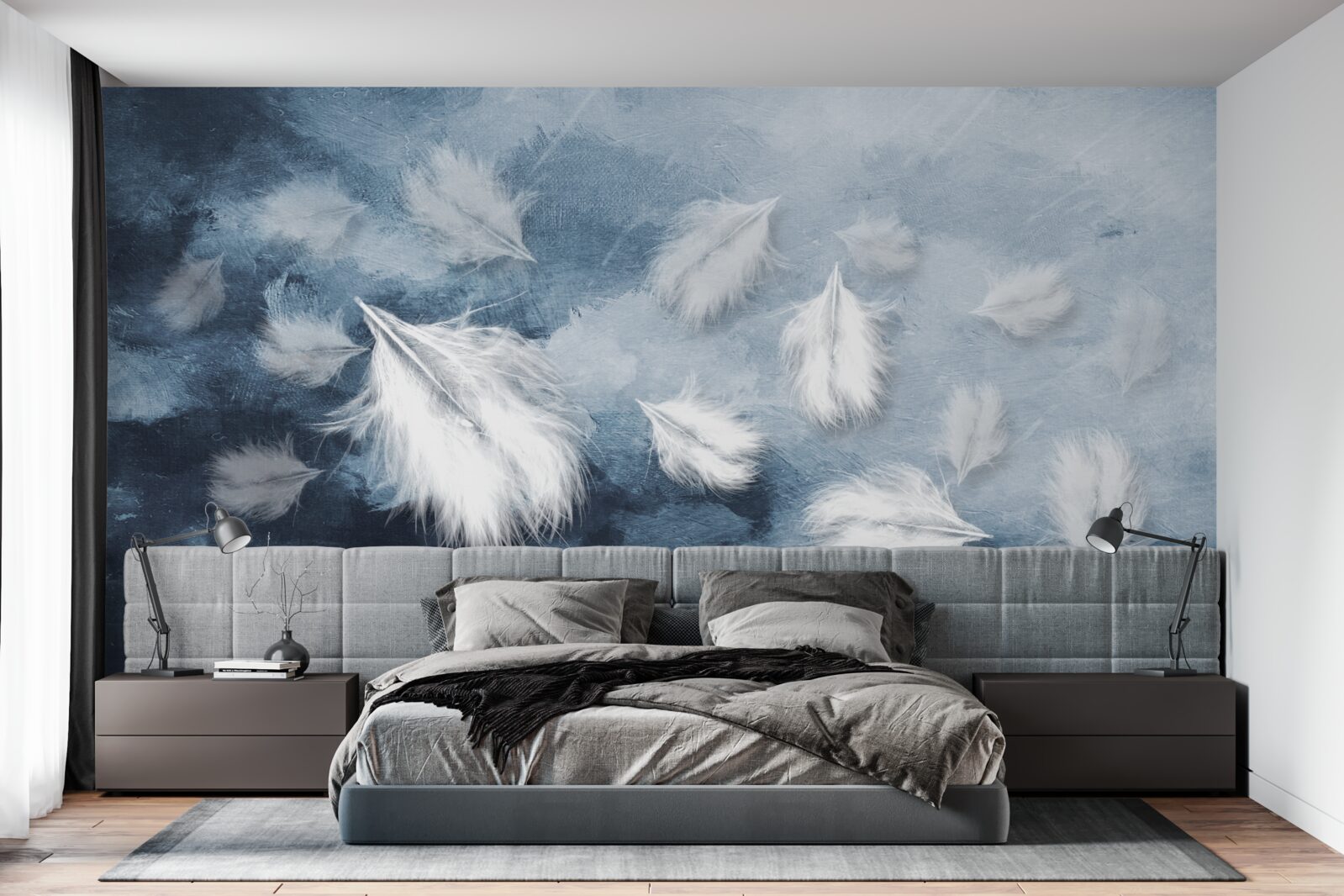 Papier peint des plumes douces et blanches comme la neige