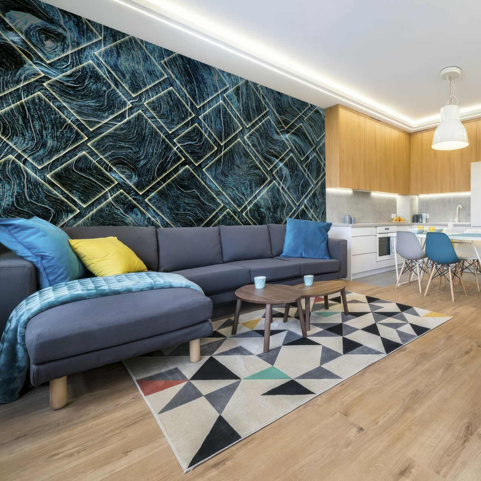 Papier peint formes blanches dans la fumée noire