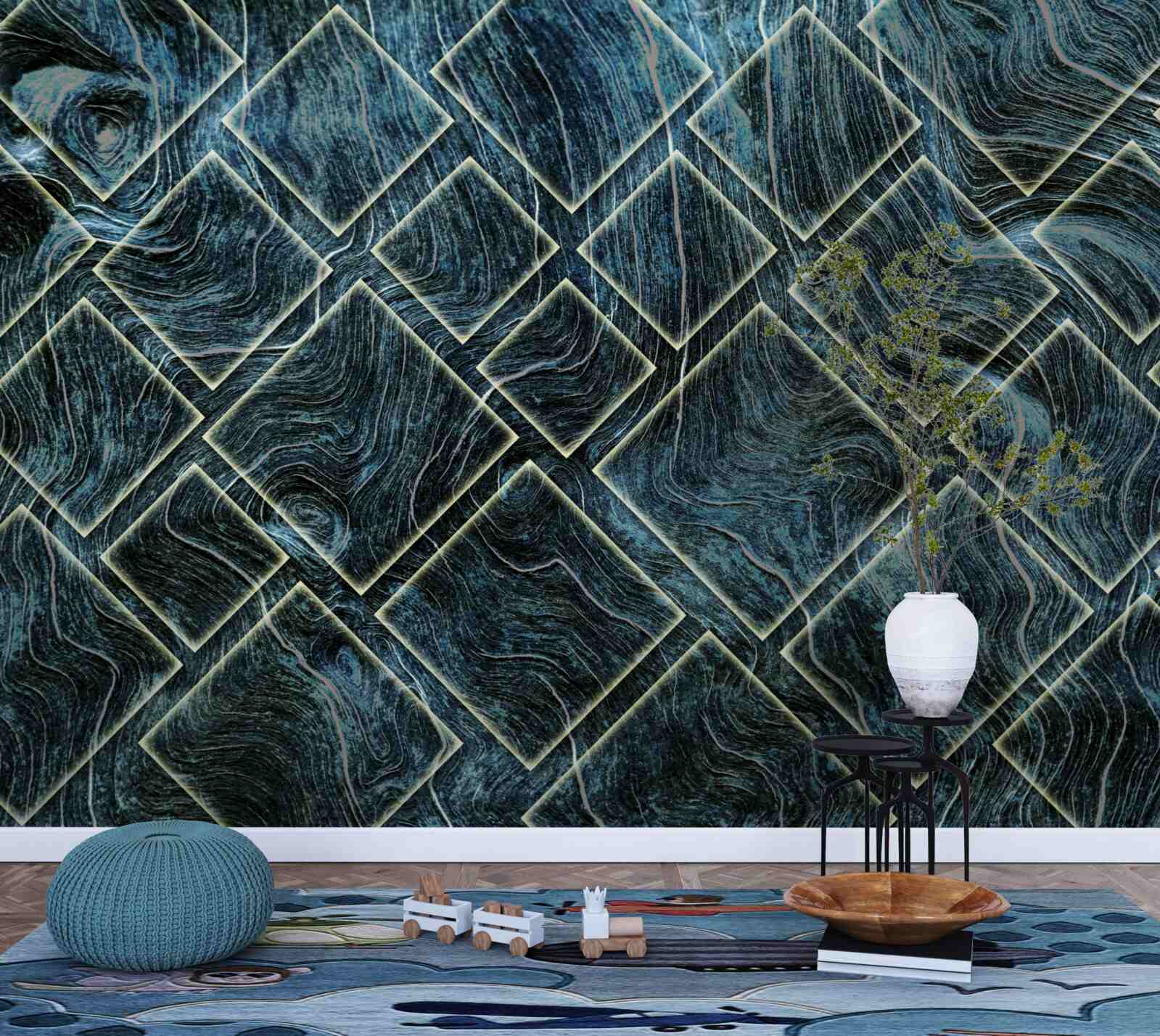 Papier peint formes blanches dans la fumée noire