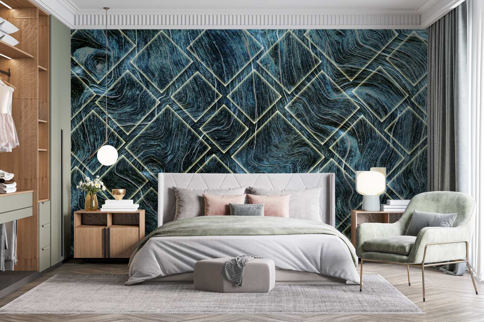 Papier peint formes blanches dans la fumée noire