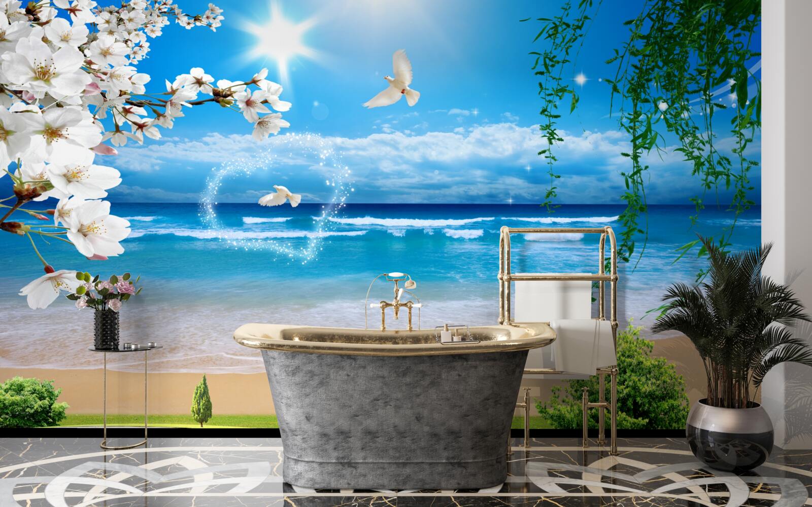 Papier peint pâturages océaniques en vert