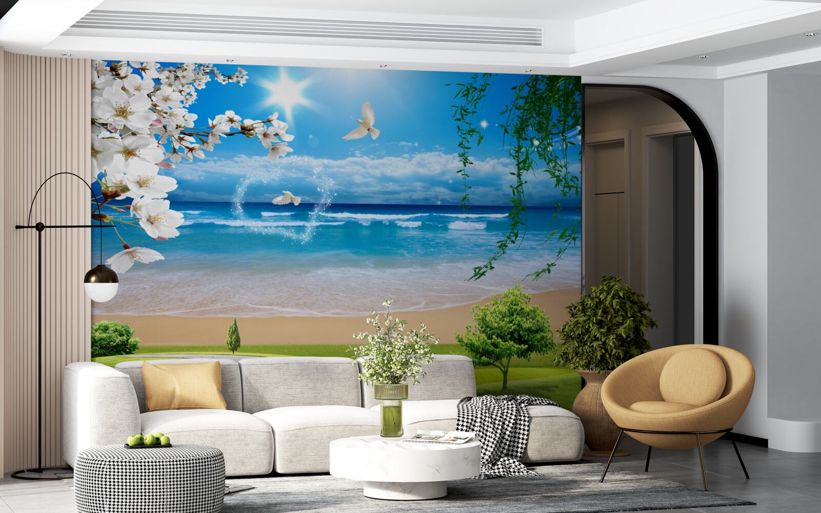 Papier peint pâturages océaniques en vert