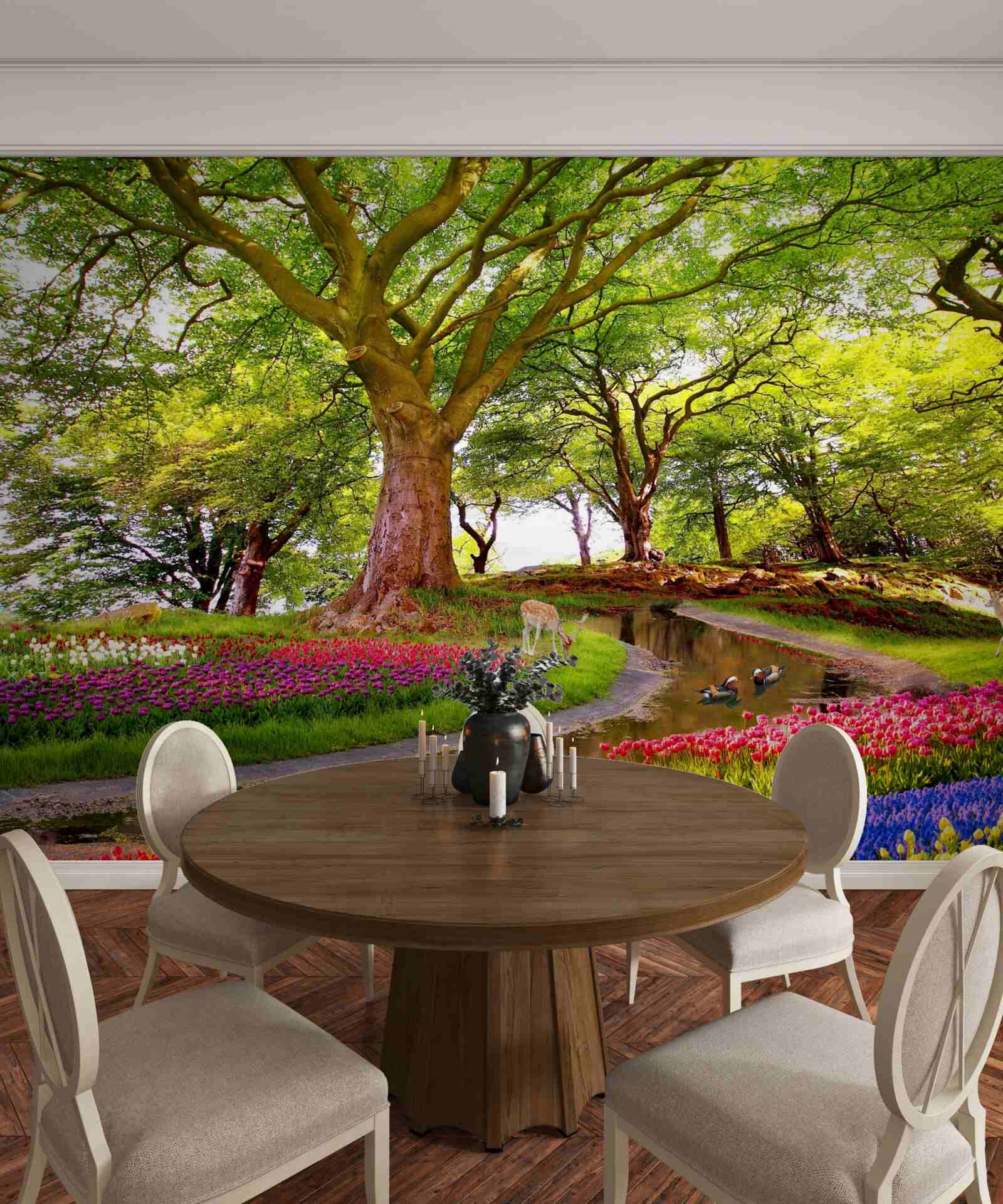 Papier peint variété des teintes estivales dans les profondeurs de la forêt