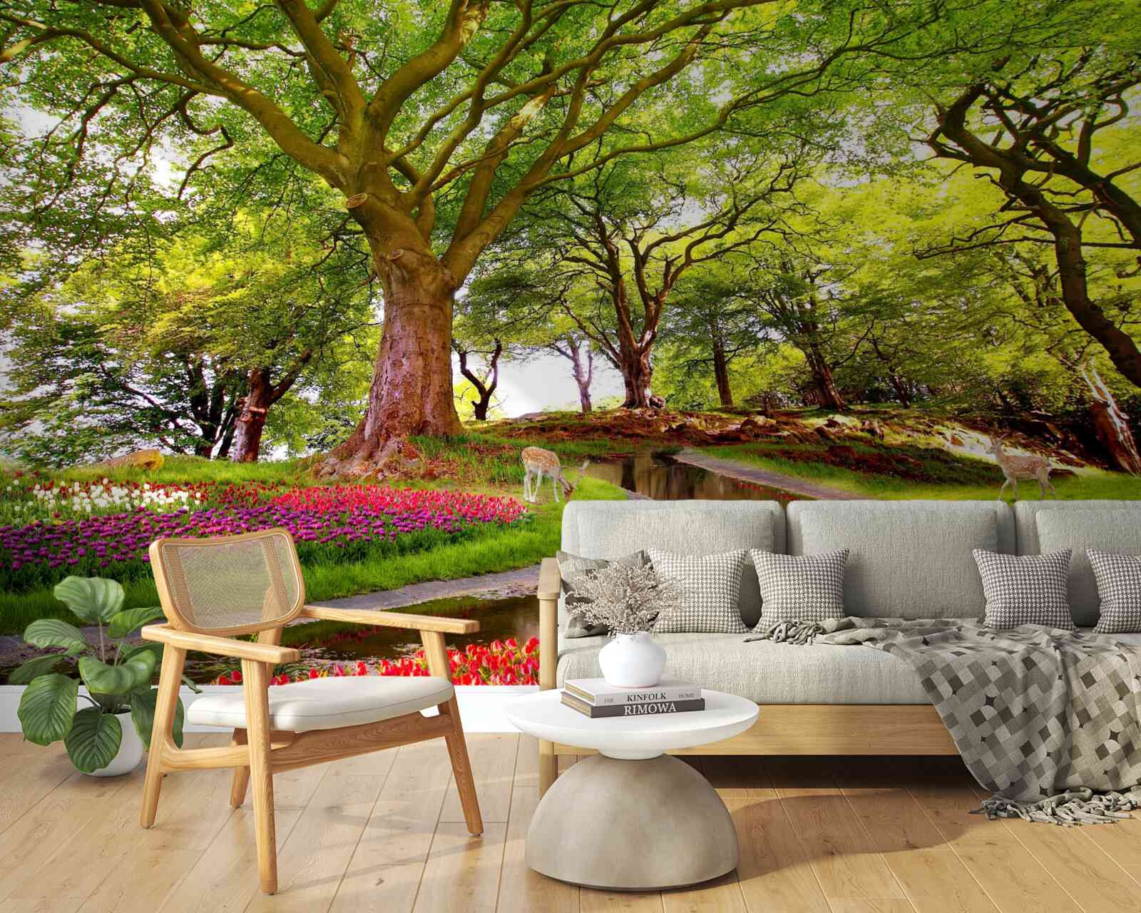 Papier peint variété des teintes estivales dans les profondeurs de la forêt