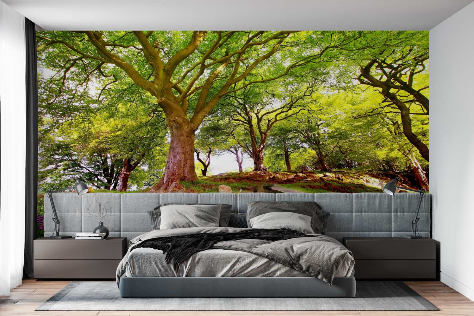 Papier peint variété des teintes estivales dans les profondeurs de la forêt