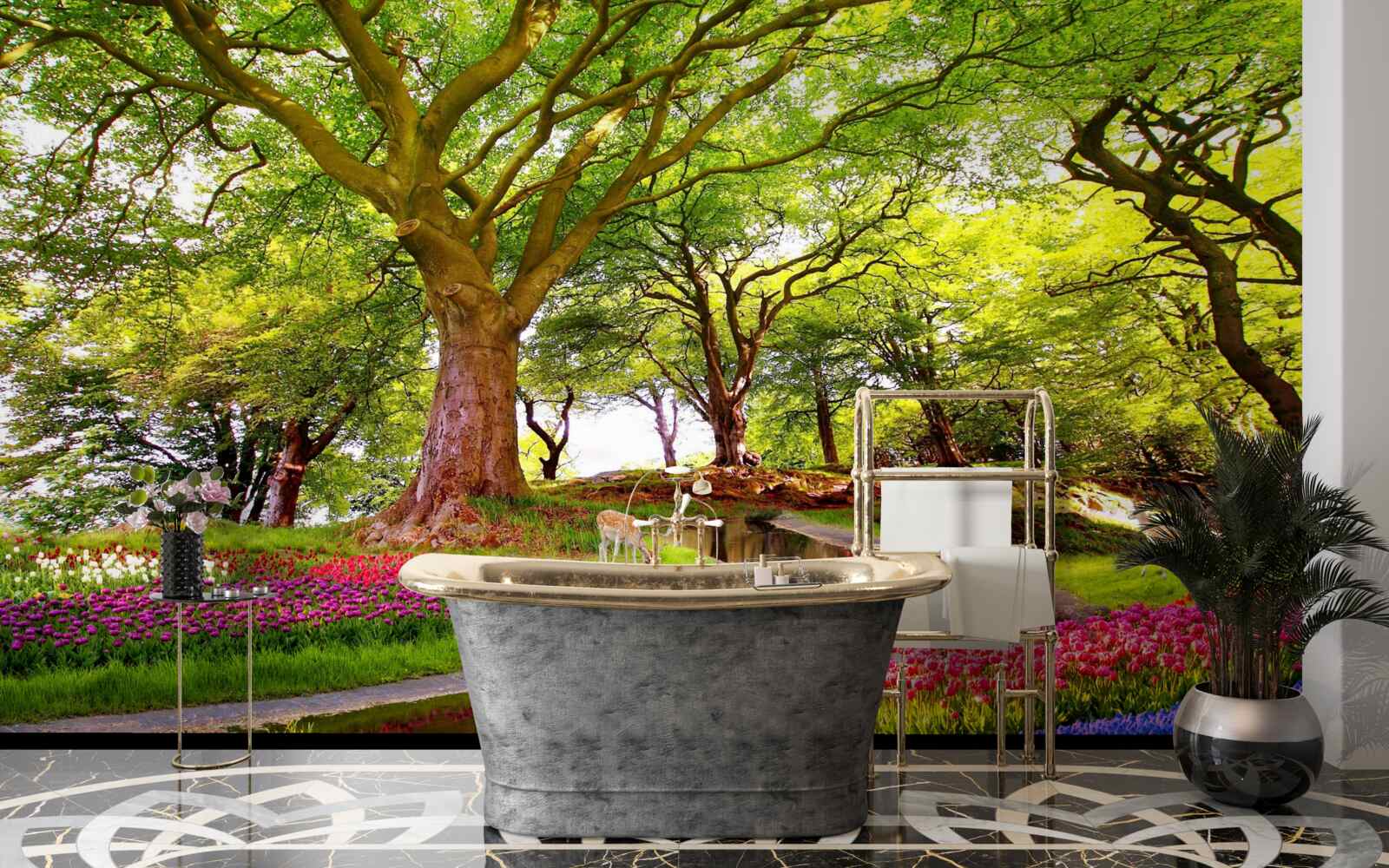 Papier peint variété des teintes estivales dans les profondeurs de la forêt