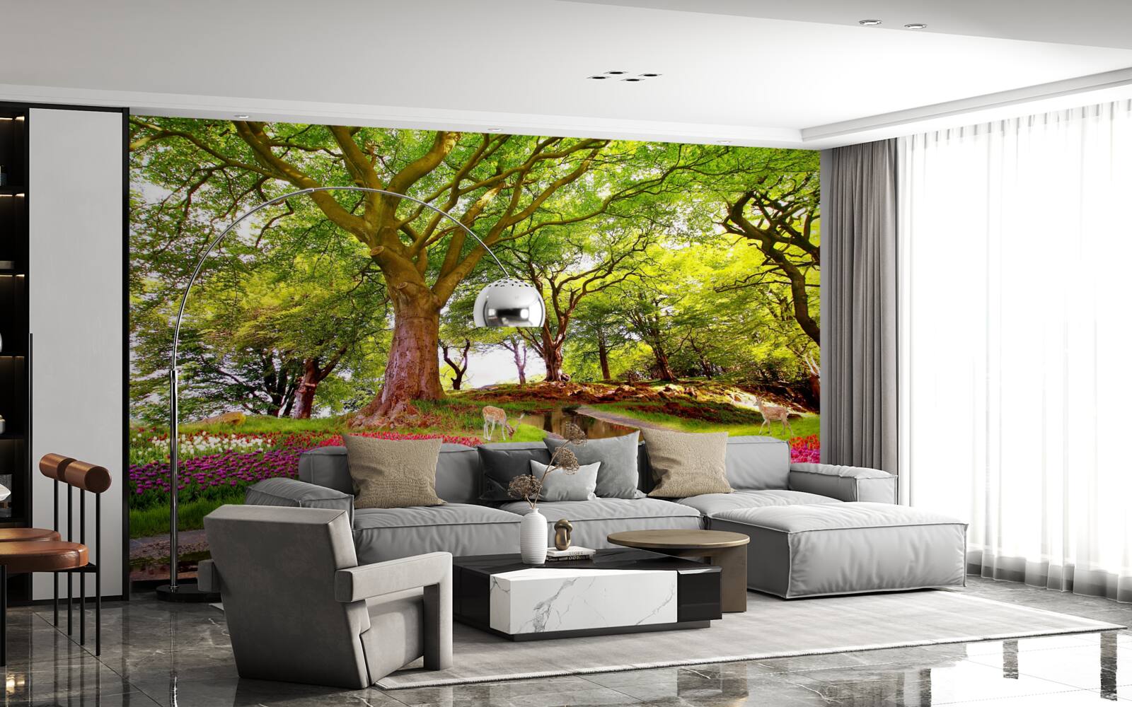 Papier peint variété des teintes estivales dans les profondeurs de la forêt