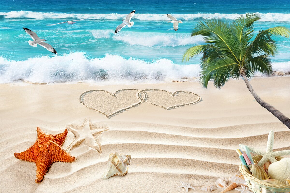 Papier peint palmiers et plage sous les tropiques