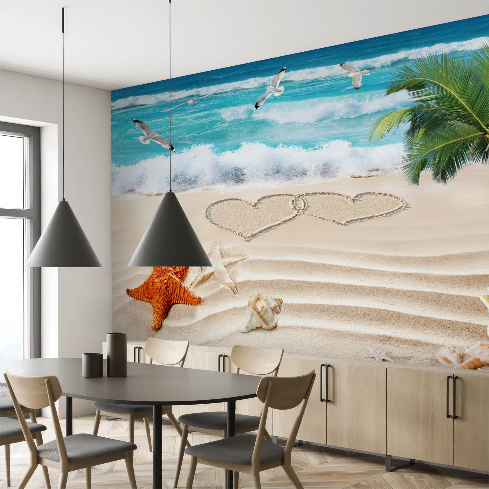 Papier peint palmiers et plage sous les tropiques