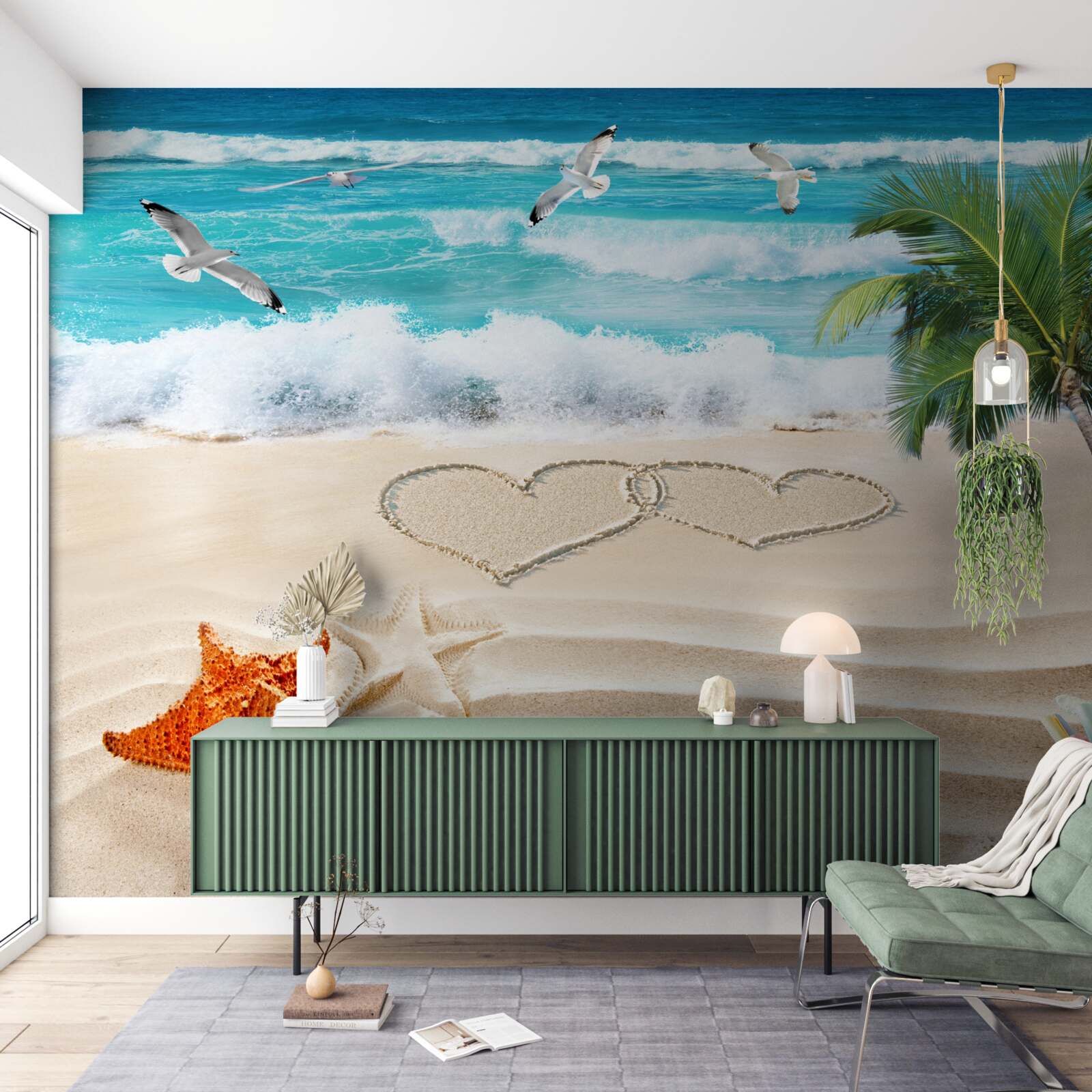 Papier peint palmiers et plage sous les tropiques