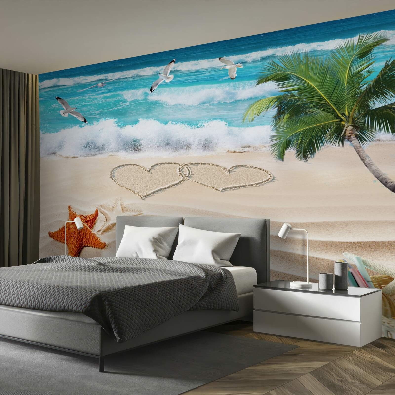 Papier peint palmiers et plage sous les tropiques