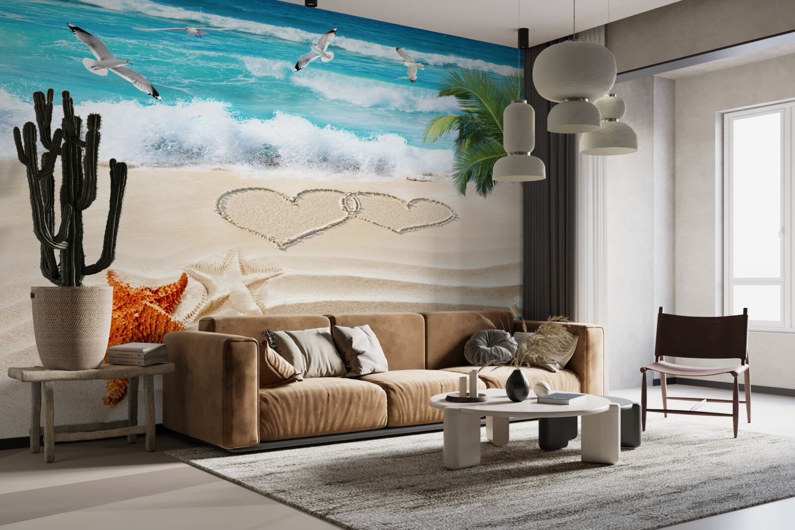 Papier peint palmiers et plage sous les tropiques